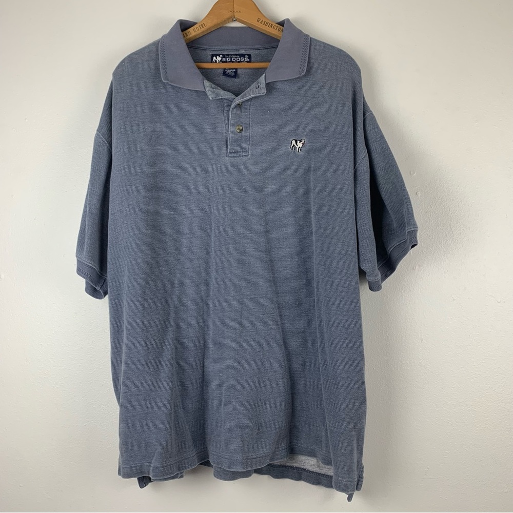 Big Dogs Shirt Mens XL Polo Short‎ Sleeve Rugby Golf Casual Vintage Logo Blue